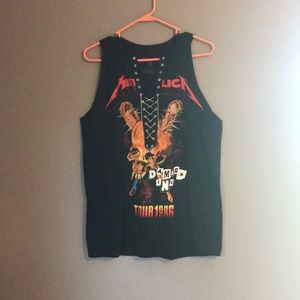 Custom cut Metallica shirt with chain detail